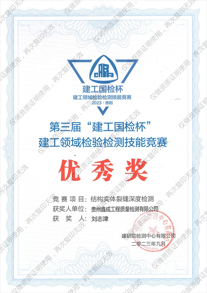 杜玉崑荣誉证书-结构实体裂缝深度检测优秀奖